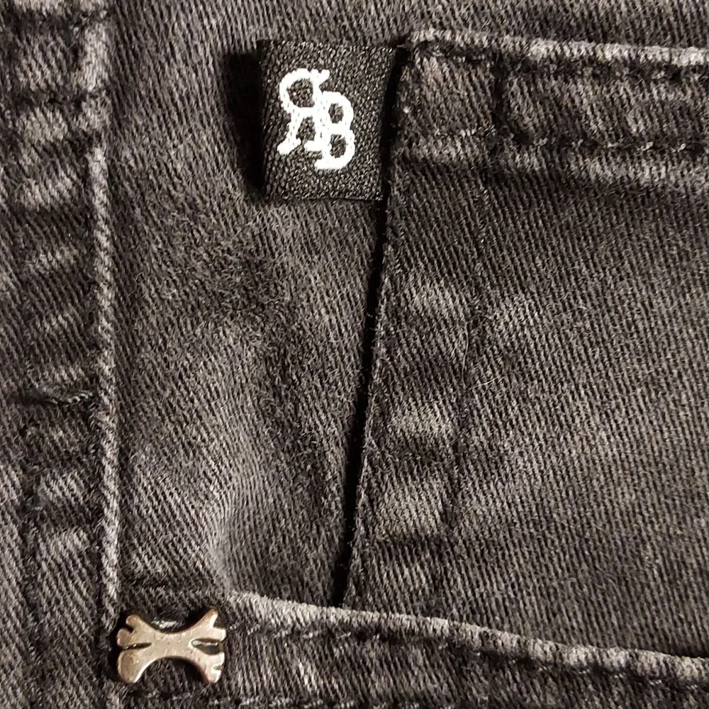 Royal Bones by Daang Goodman Split Black & White Chevron Jeans Size 17 - Picture 7 of 10